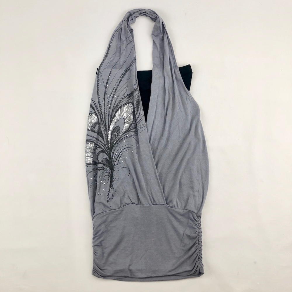 Arden B. Purple Flowy Wrap Neck Tube Top